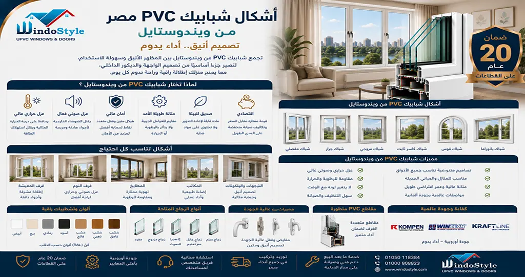 اشكال شبابيك PVC مصر | أحدث التصميمات من ويندوستايل 1 اشكال شبابيك PVC مصر أحدث التصميمات من ويندوستايل
