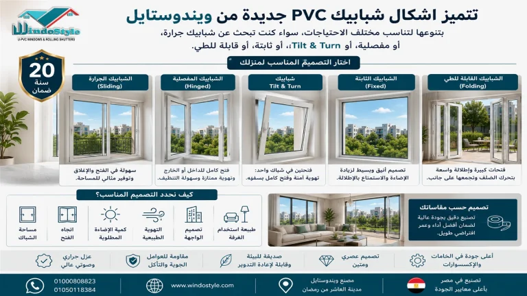 تتميز اشكال شبابيك PVC جديدة من ويندوستايل بتنوعها لتناسب مختلف الاحتياجات