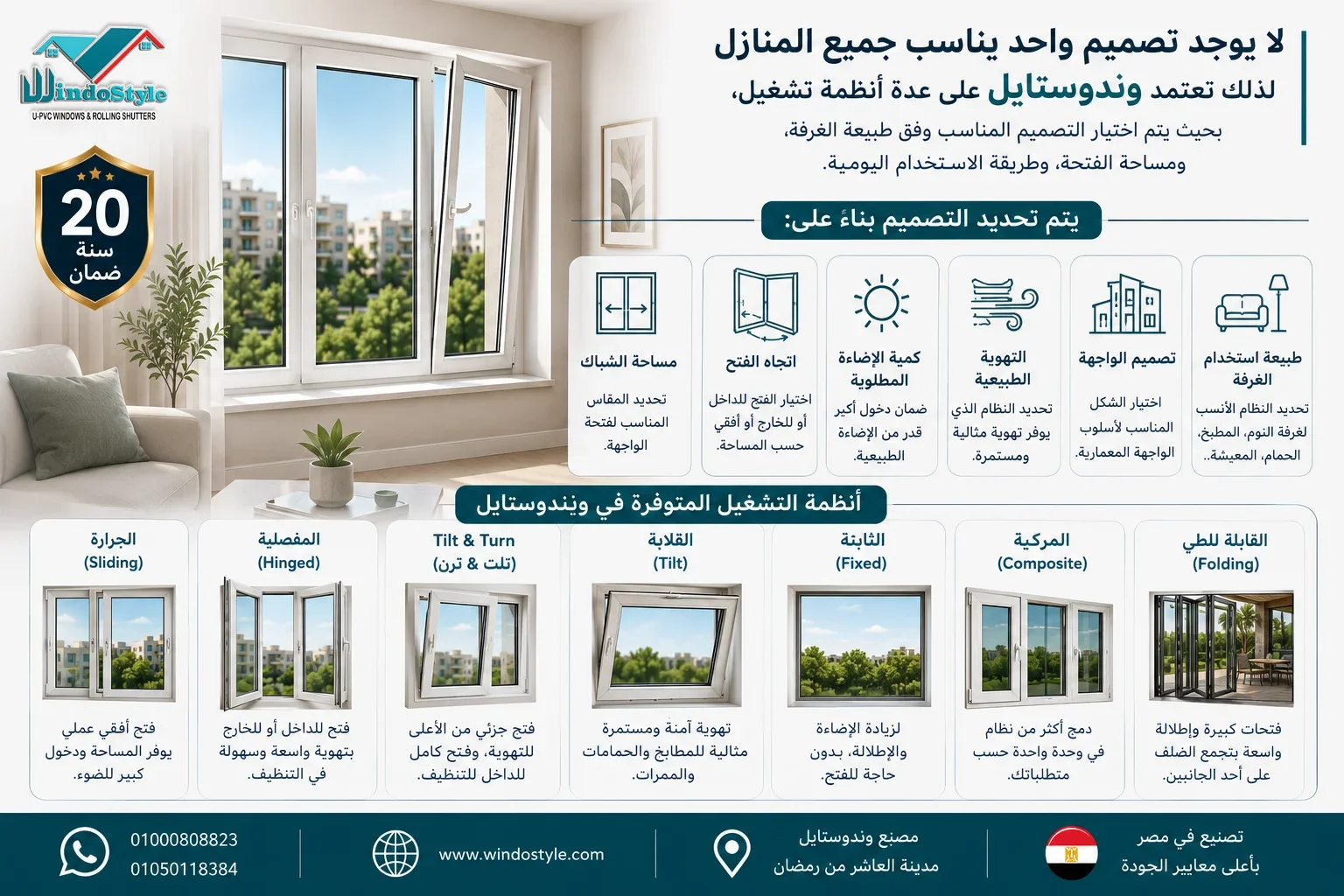 اشكال شبابيك PVC جديدة من ويندوستايل 2 تعتمد ويندوستايل على عدة أنظمة تشغيل