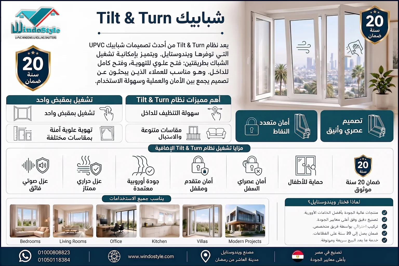 شبابيك Tilt & Turn uPVC شبابيك Tilt & Turn uPVC