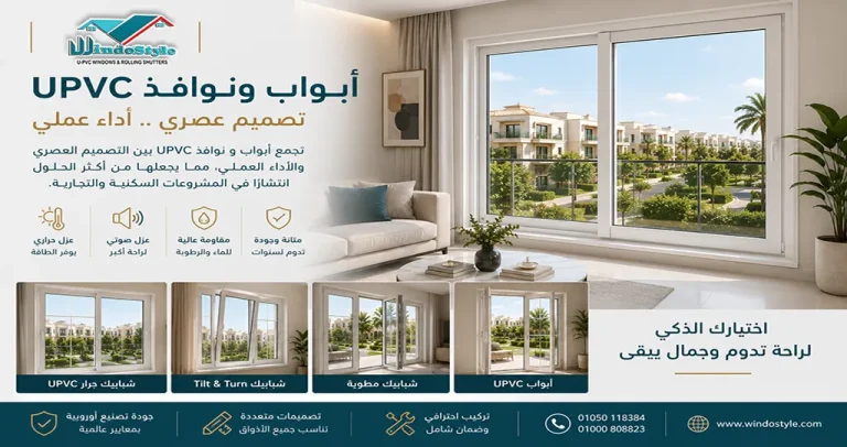 أبواب و نوافذ UPVC | المميزات وأنواع القطاعات 5 تتميز أبواب و نوافذ UPVC بتوازنها بين التصميم العصري والكفاءة العملية، حيث توفر عزلًا ممتازًا، ومتانة عالية، وسهولة في الاستخدام والصيانة، مما يجعلها خيارًا مثاليًا للمنازل والفيلات والمشروعات التجارية الحديثة