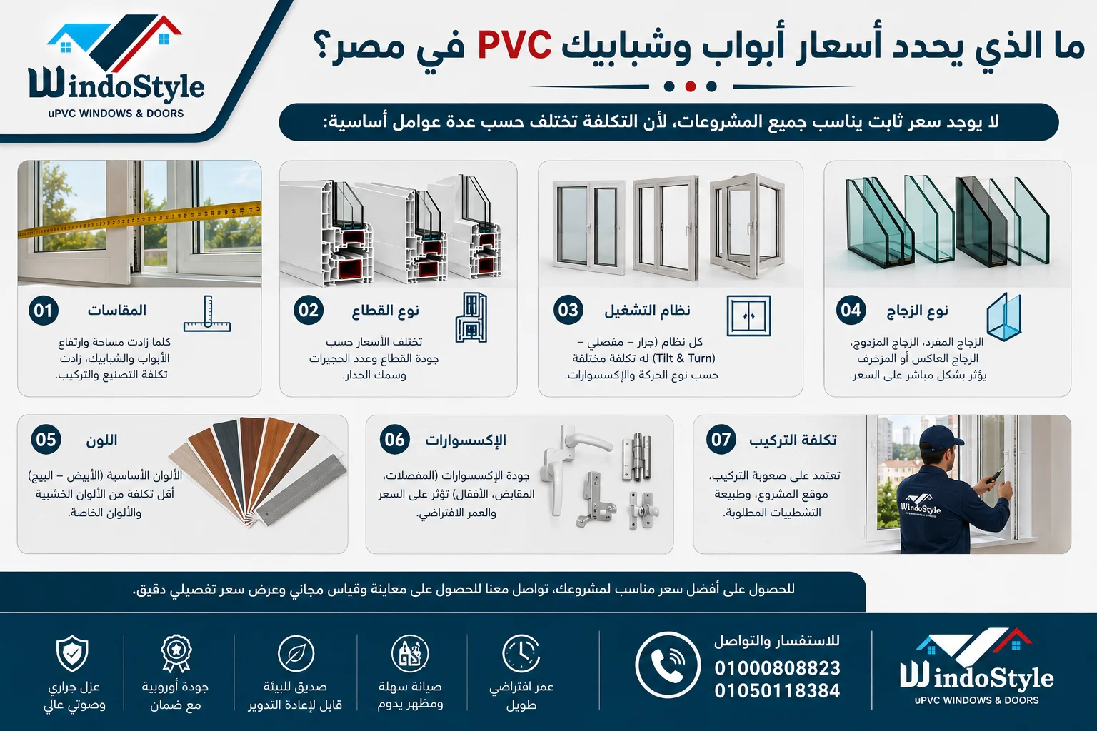 ابواب وشبابيك PVC مصر | أفضل الأنواع من ويندوستايل 6 ما الذي يحدد أسعار ابواب وشبابيك PVC في مصر؟