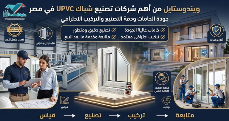 شباك UPVC فى مصر ويندوستايل من أهم الشركات 9 تُعد ويندوستايل من أهم الشركات فى تصنيع شباك UPVC فى مصر، حيث توفر نوافذ عالية الجودة بعزل حراري وصوتي متميز وخامات موثوقة مع خدمات تصنيع وتركيب احترافية