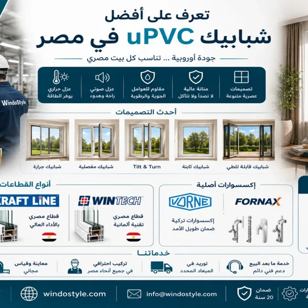 شبابيك ثابتة uPVC 24 شبابيك uPVC أفضل الأنواع والأسعار والمميزات في مصر 2026
