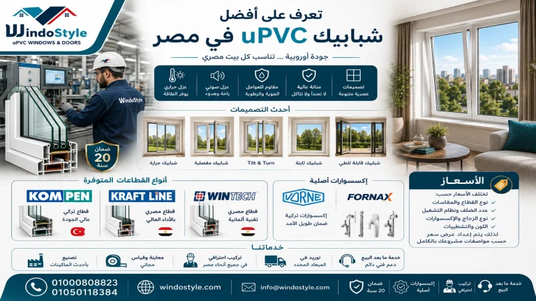 شبابيك uPVC | أفضل الأنواع والأسعار والمميزات في مصر 2026 3 شبابيك uPVC أفضل الأنواع والأسعار والمميزات في مصر 2026