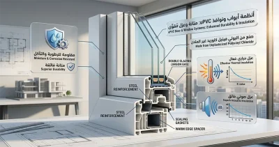 أبواب و نوافذ PVC: المميزات والأسعار وأفضل حلول العزل 6 تُعد أبواب و نوافذ PVC من أكثر أنظمة الإغلاق انتشارًا في السنوات الأخيرة، خاصة في المشروعات السكنية الحديثة التي تهتم بالعزل الحراري والصوتي وتقليل استهلاك الطاقة