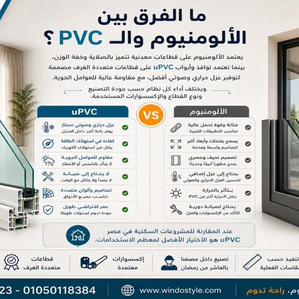 ما الفرق بين الألومنيوم والـ PVC؟ الفرق بين الالمنيوم و PVC: أيهما أفضل لمنزلك؟