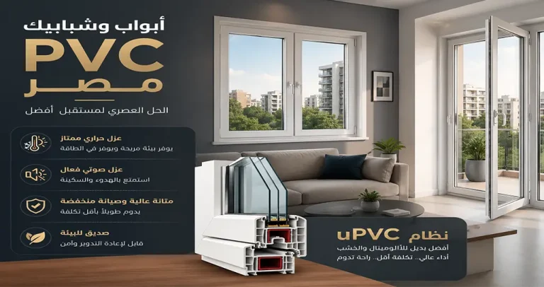 أبواب وشبابيك PVC مصر | المميزات والأسعار وأفضل الأنواع 8 تعرف على أبواب وشبابيك PVC مصر من حيث المميزات والعزل الحراري والصوتي والأسعار وأهم الأنواع، مع دليل شامل لاختيار الأفضل من ويندوستايل