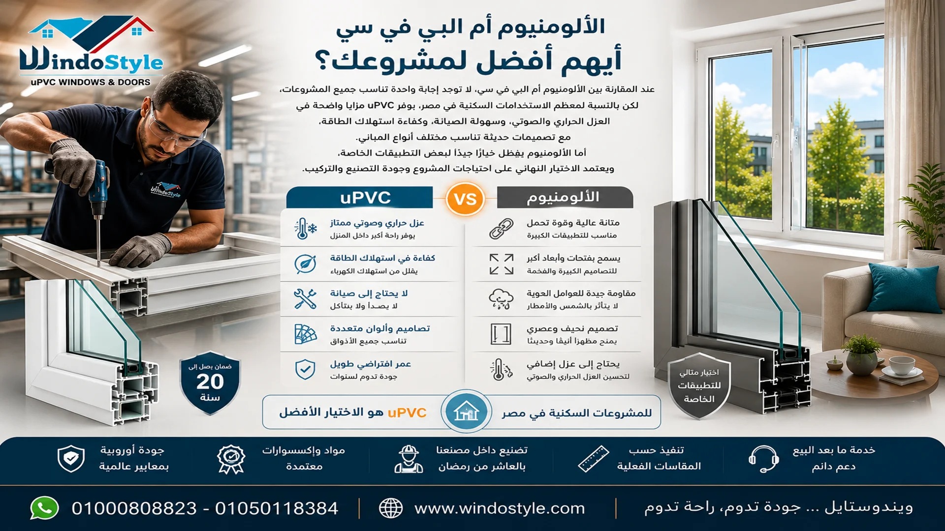 الألومنيوم ام البي في سي؟ أيهما أفضل للنوافذ والأبواب؟ 1 Aluminum or PVC?