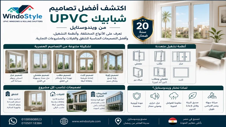 تصاميم شبابيك uPVC من ويندوستايل | أحدث الأنواع والأشكال 4 تصاميم شبابيك Upvc من ويندوستايل أحدث الأنواع والأشكال في مصر