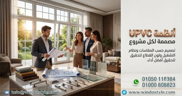 تصميمات شبابيك UPVC من ويندوستايل للمنازل العصرية 7 أصبحت تصميمات شبابيك UPVC عنصراً رئيسياً في إبراز جمال المباني الحديثة، ولم يعد اختيار الشباك يعتمد على الشكل فقط، بل على دراسة متكاملة تشمل التصميم المعماري، وتقسيمات الزجاج، ونظام التشغيل، والألوان، والإكسسوارات