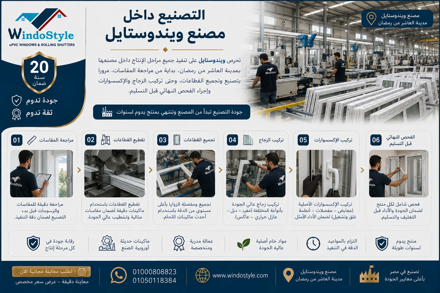 شبابيك وابواب uPVC أحدث صيحات المدن الجديدة والمنازل 8 تصنيع شبابيك وابواب uPVC داخل مصنع ويندوستايل