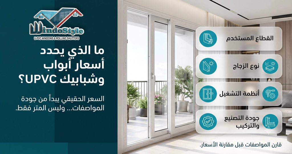 تعرف على كيفية تحديد سعر UPVC أبواب وشبابيك في مصر، وأهم العوامل التي تؤثر على التكلفة، وكيف تحصل على أفضل قيمة مقابل السعر عند اختيار القطاعات والزجاج والإكسسوارات 