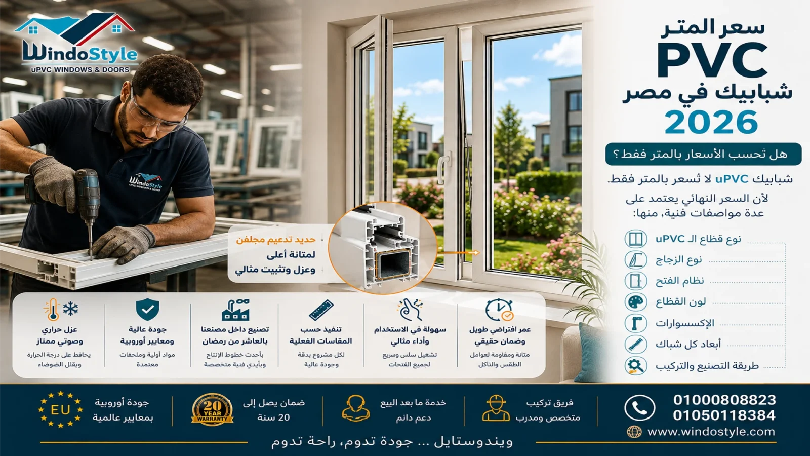 Price per meter of PVC windows in Egypt