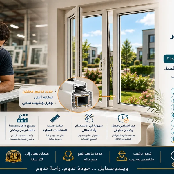 شبابيك ثابتة uPVC 24 سعر المتر PVC شبابيك في مصر