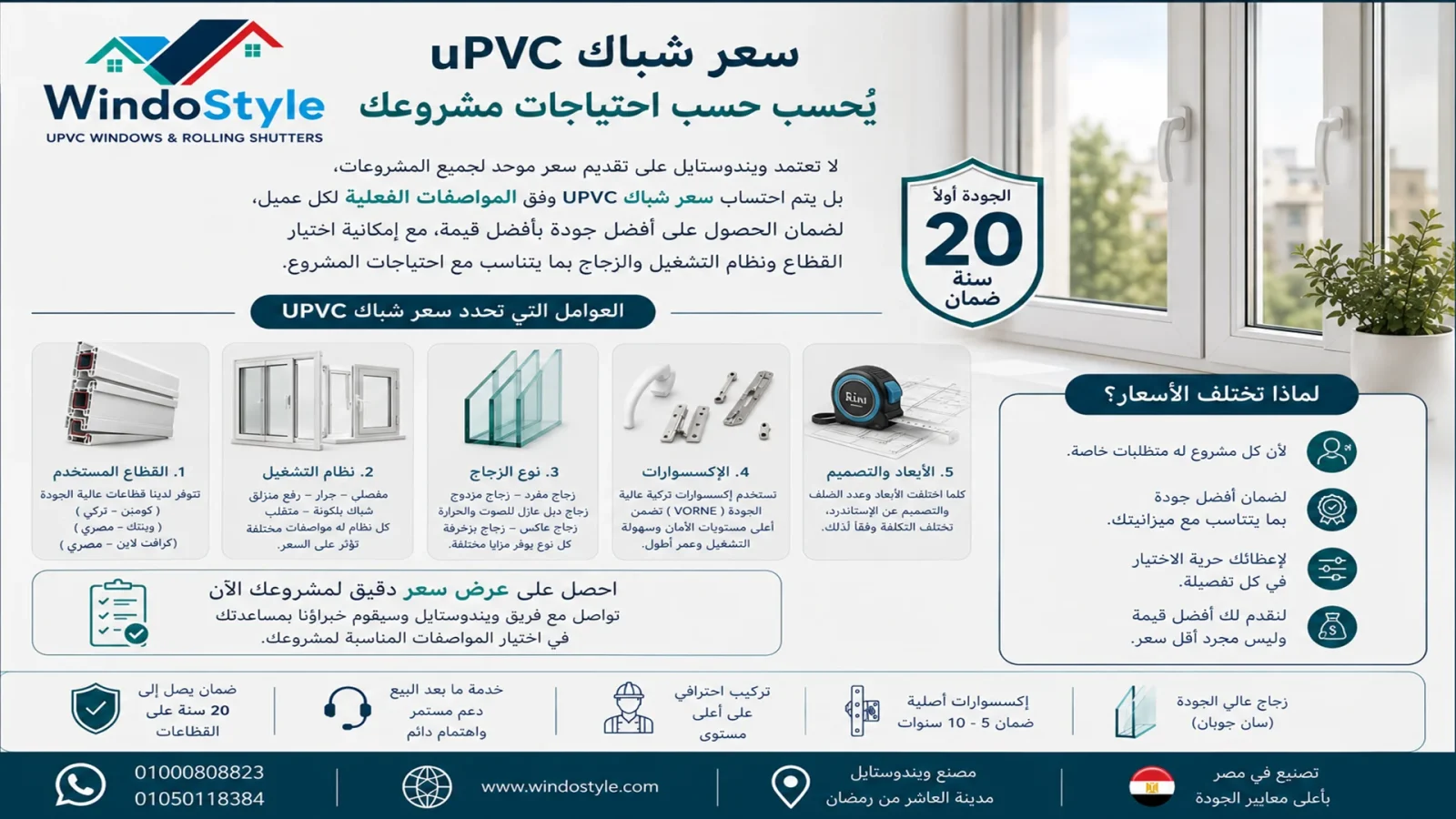 سعر شباك uPVC: كل ما تحتاج معرفته قبل الشراء 8 سعر شباك uPVC يحسب حسب احتياجات مشروعك في ويندوستايل
