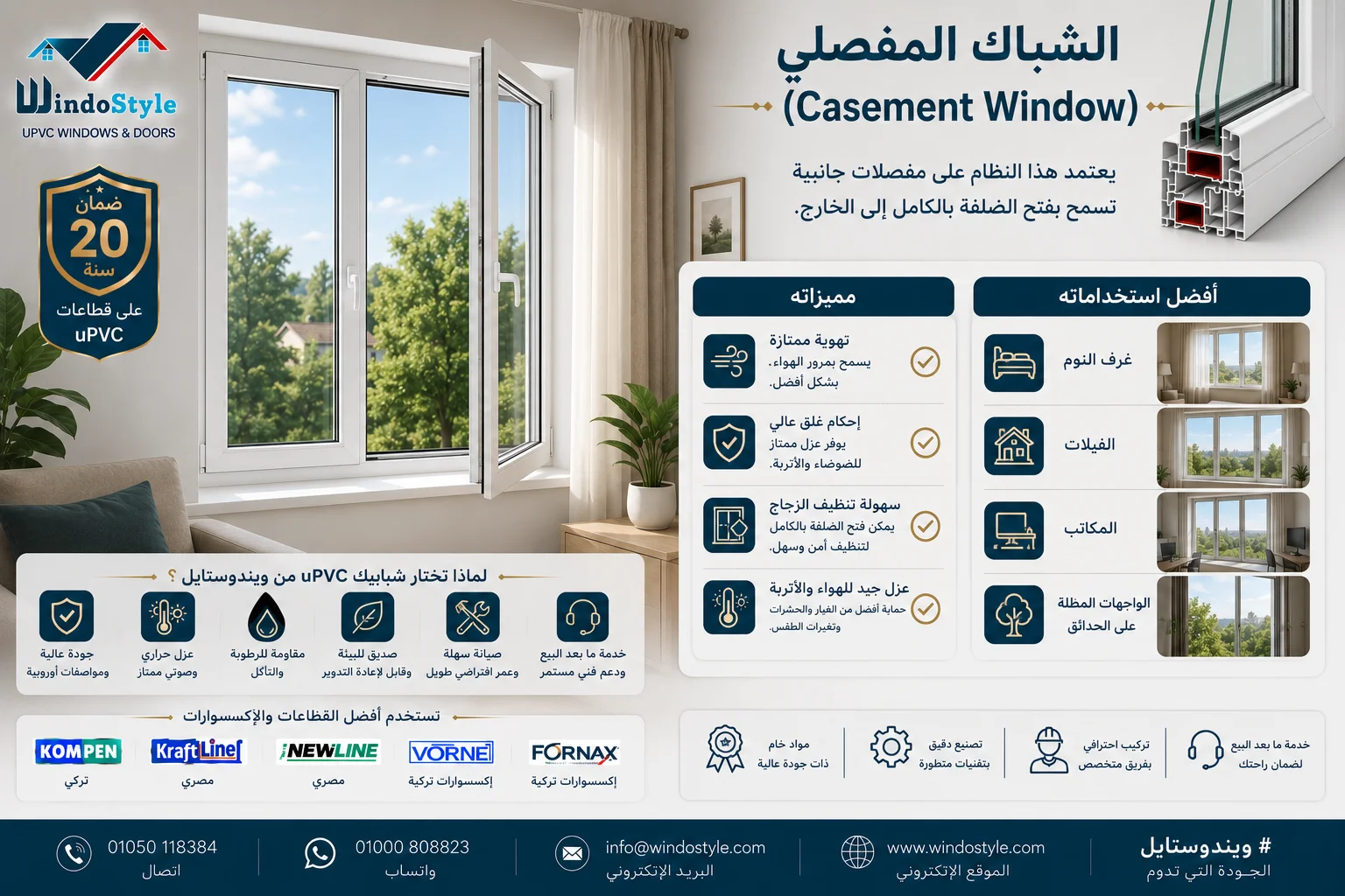 شباك PVC مفصلي شباك PVC مفصلي
