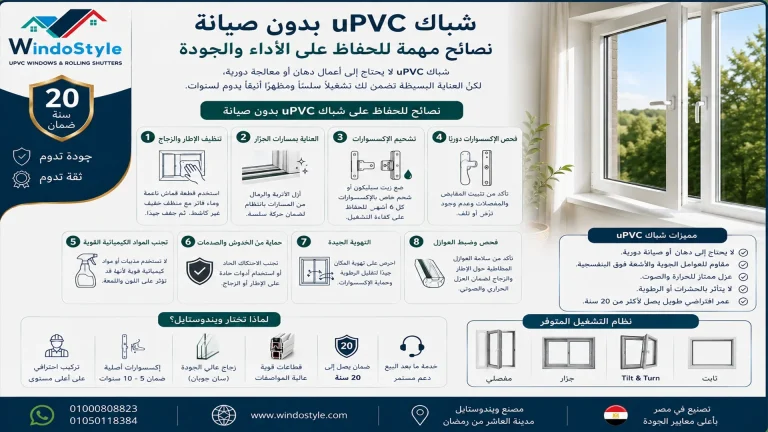 شباك uPVC بدون صيانة: نصائح للحفاظ على الأداء والجودة 7 شباك uPVC بدون صيانة نصائح مهمة للحفاظ على الأداء والجودة