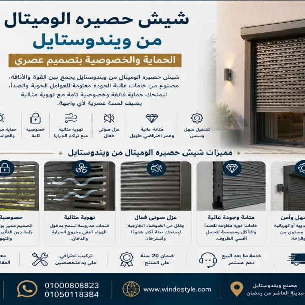 شبابيك ثابتة uPVC 25 شيش حصيره الوميتال من ويندوستايل