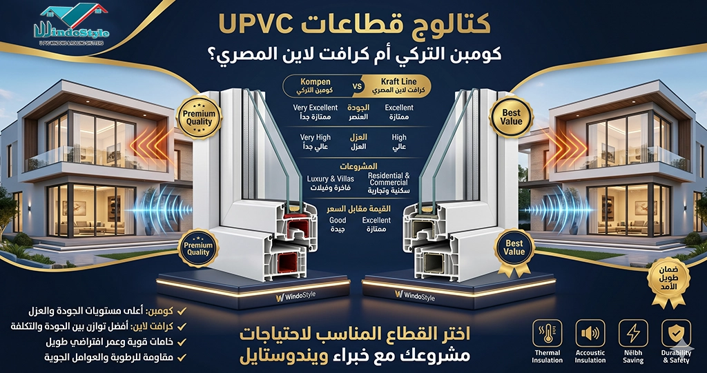 كتالوج قطاعات UPVC | مقارنة بين كومبن التركي وكرافت لاين المصري 1 تعرف على كتالوج قطاعات UPVC وأهم مواصفات قطاع كومبن التركي وقطاع كرافت لاين المصري، مع مقارنة شاملة للمميزات والاستخدامات والعوامل التي تساعدك على اختيار القطاع المناسب