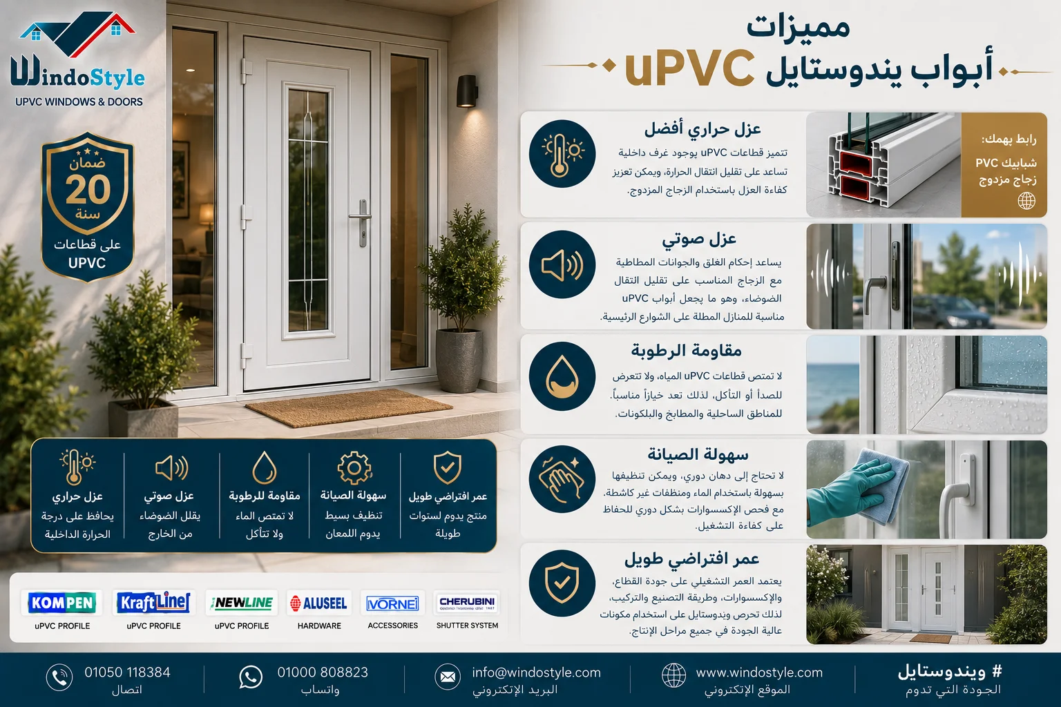 مميزات uPVC أبواب ويندوستايل