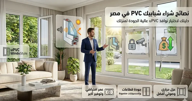 نصائح شراء شبابيك PVC في مصر | دليل شامل قبل الشراء 2025 7 تعرف على أهم نصائح شراء شبابيك PVC في مصر وكيف تختار أفضل نوافذ uPVC من حيث القطاع والزجاج والعزل والإكسسوارات مع دليل شامل من ويندوستايل