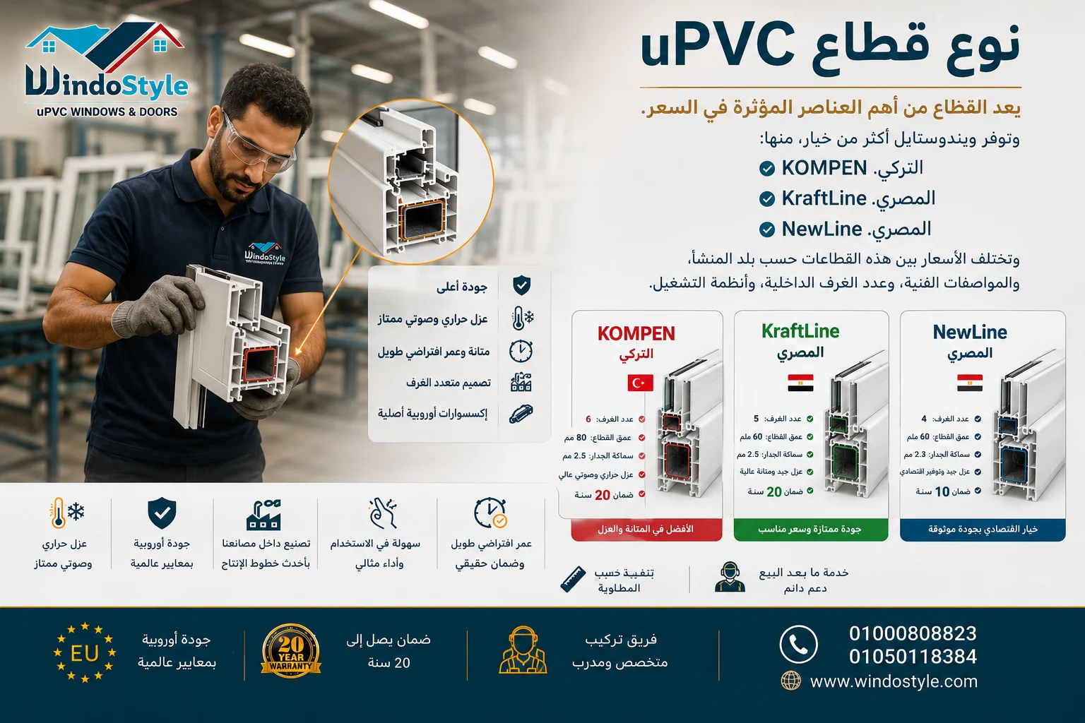 نوع قطاع uPVC يؤثر على السعر نوع قطاع uPVC يؤثر على السعر