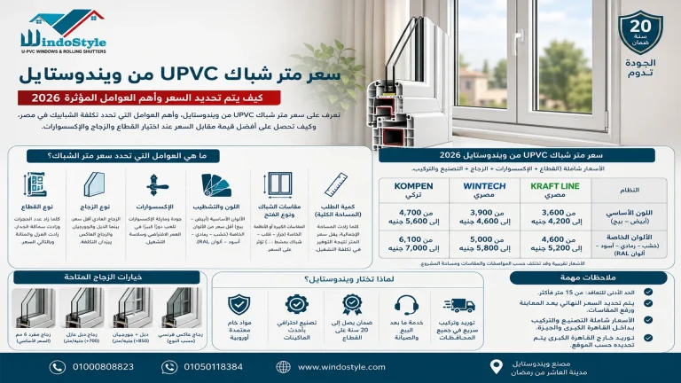 سعر متر شباك uPVC من ويندوستايل 2 سعر متر شباك upvc من شركة ويندوستايل