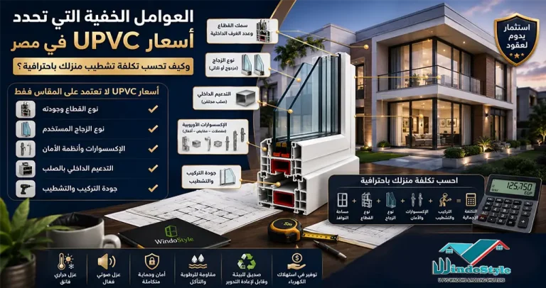أسعار UPVC في مصر 2026 | دليل الأبواب والشبابيك 5 تعرف على أسعار UPVC في مصر والعوامل التي تحدد تكلفة الأبواب والشبابيك، مع نصائح لاختيار أفضل نظام uPVC من ويندوستايل