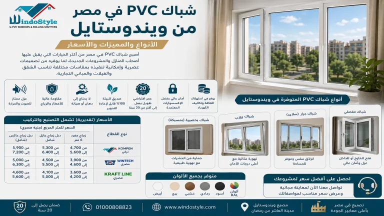 شباك PVC في مصر من ويندوستايل | الأنواع والمميزات والأسعار 10 شباك pvc في مصر من ويندوستايل