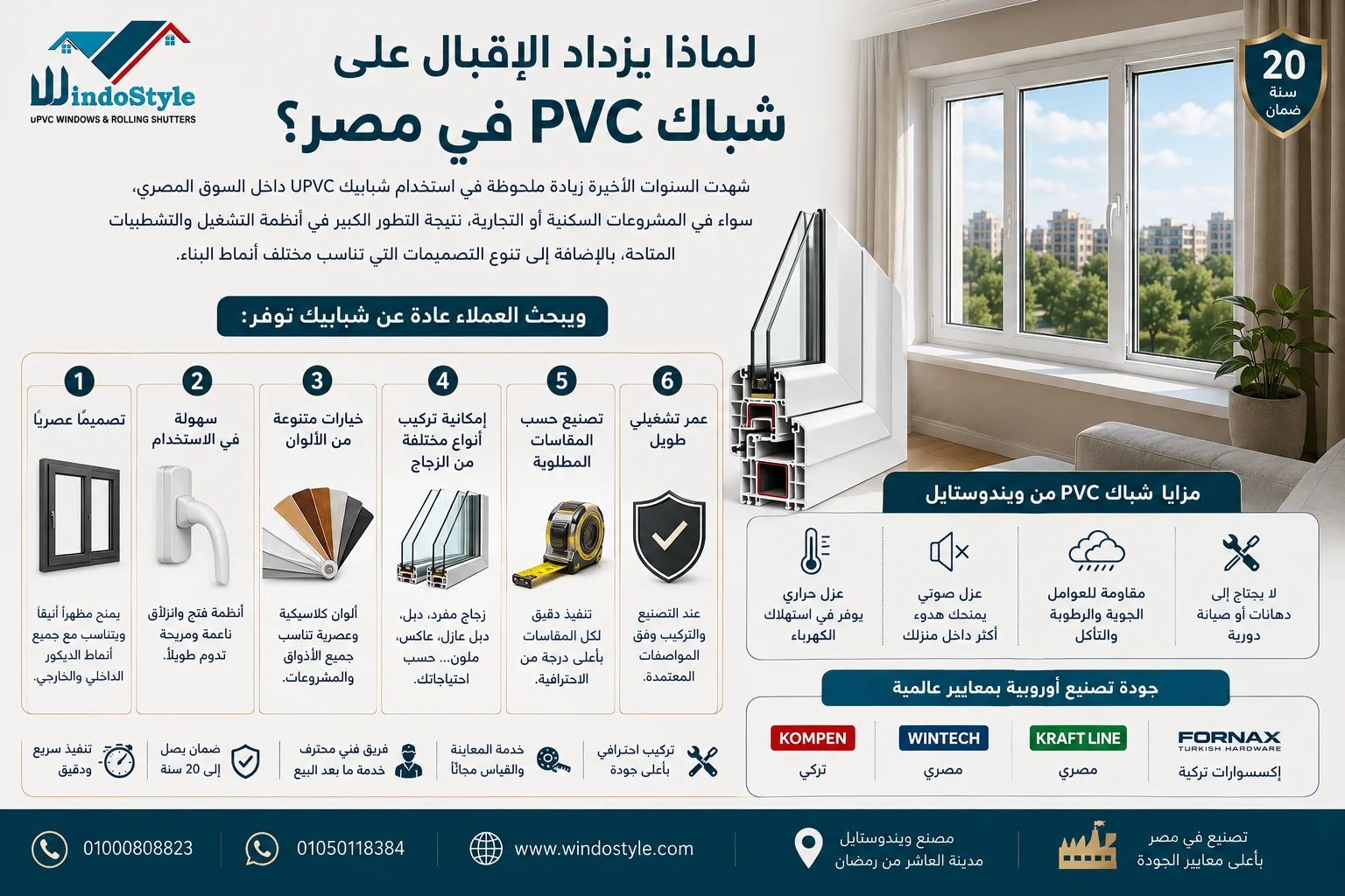 شباك PVC في مصر من ويندوستايل | الأنواع والمميزات والأسعار 2 لماذا يزداد الإقبال على شباك PVC في مصر؟