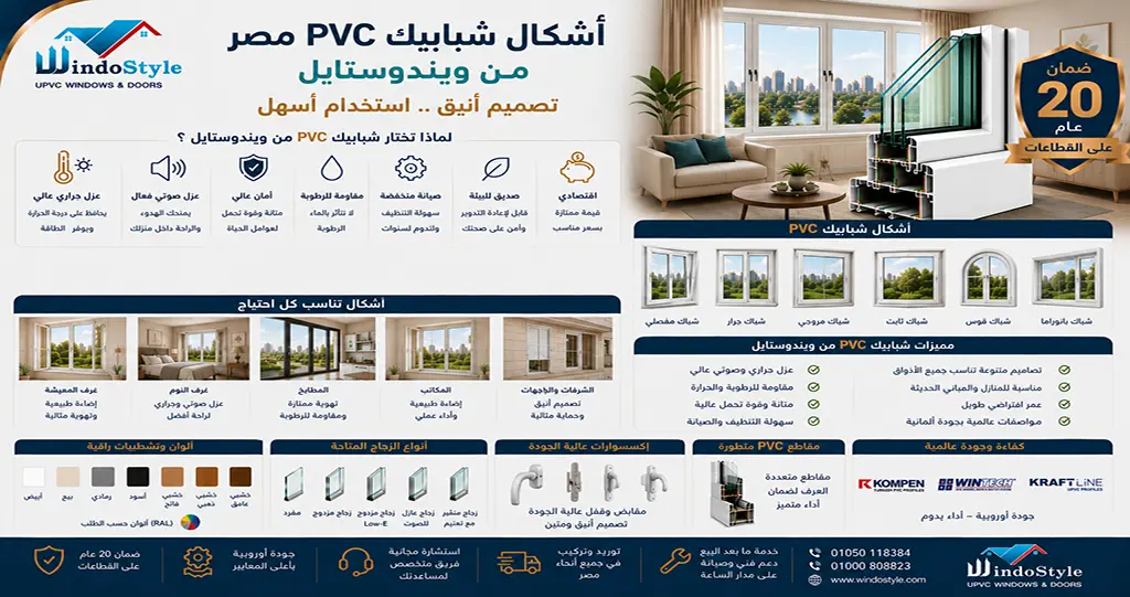 أنواع قطاعات ال PVC من ويندوستايل