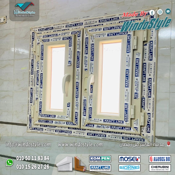 شباك مفصلي Pvc ضلفة على ضلفة - ‏ويندوستايل لشبابيك uPVC