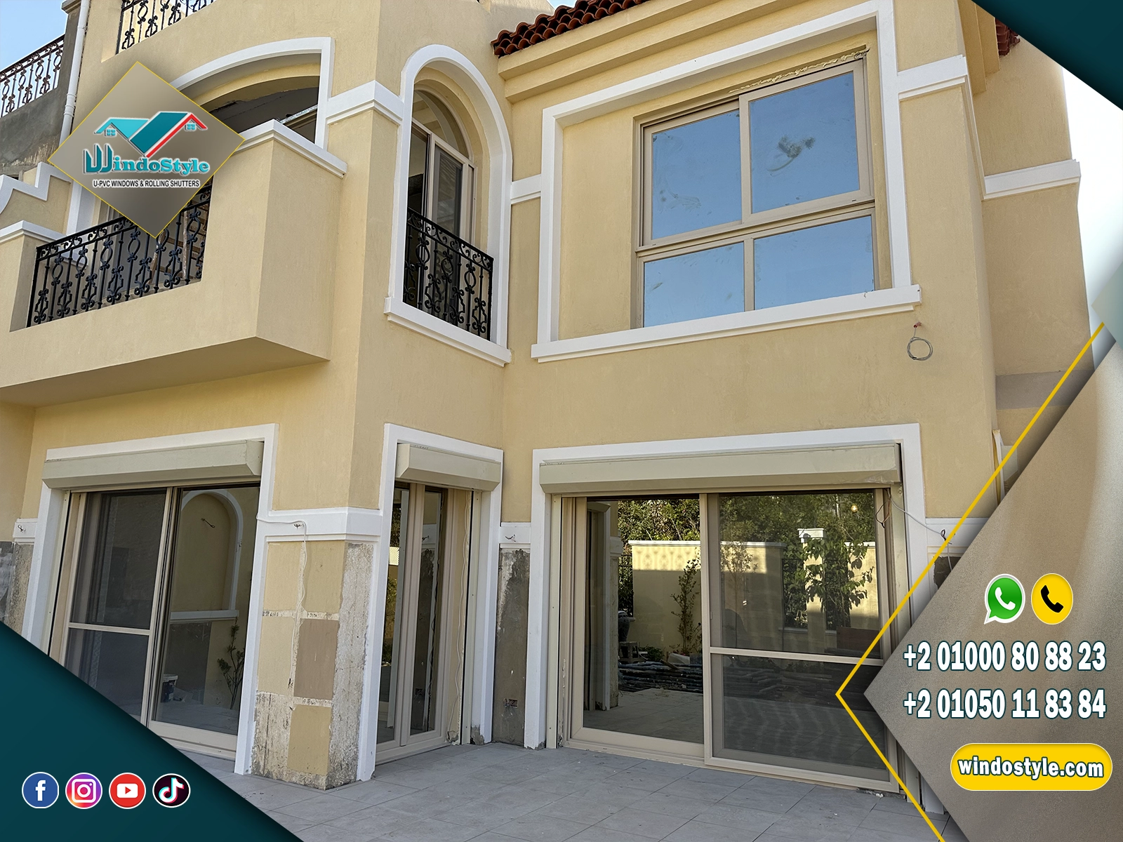 باب بلكونة uPVC مقاوم للأمطار والرطوبة وأشعة الشمس المباشرة