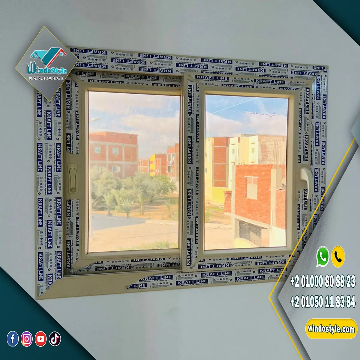 شباك Pvc جرار 2 ضلفة بسلك متحرك 2 شباك PVC جرار 2 ضلفة زجاج مع ضلفة سلك بقطاعات KRAFTLINE المصرية وضمان 20 سنة، وإكسسوارات VORNE التركية بضمان 10 أعوام، عملي وسهل الاستخدام