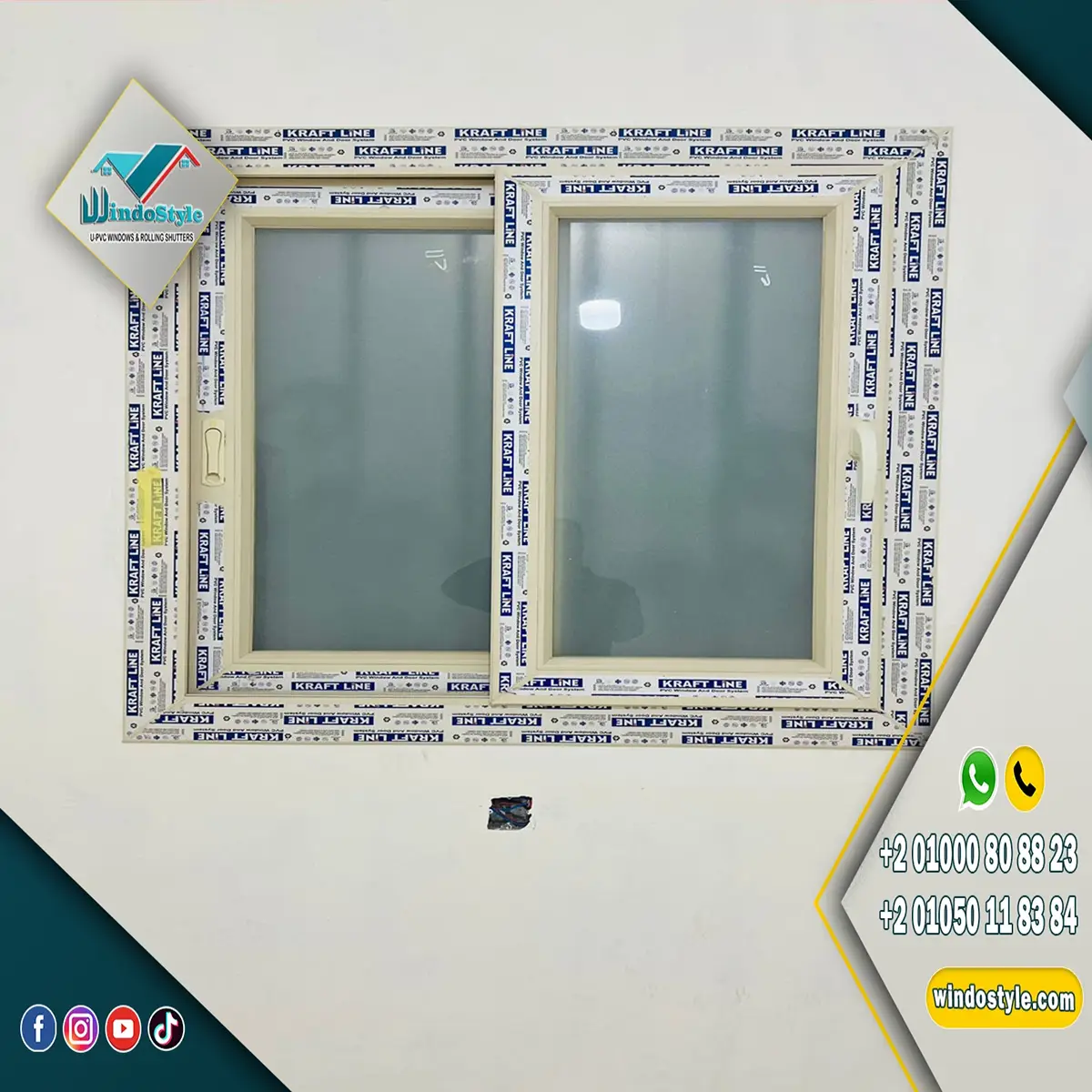 slide-kraft-window8-pvc شباك PVC جرار 2 ضلفة زجاج مع ضلفة سلك بقطاعات KRAFTLINE المصرية وضمان 20 سنة، وإكسسوارات VORNE التركية بضمان 10 أعوام، عملي وسهل الاستخدام