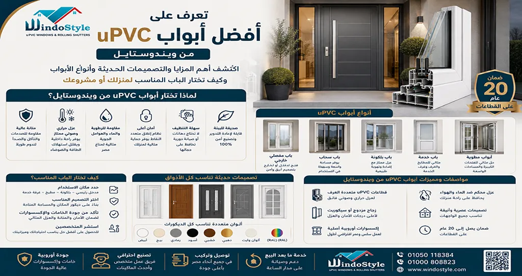 أفضل أبواب uPVC من ويندوستايل | الجودة والتصاميم 1 أفضل أبواب upvc