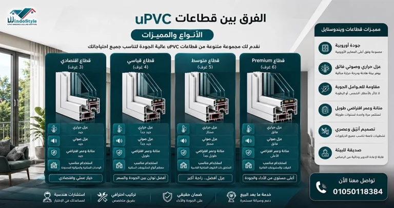 الفرق بين قطاعات uPVC من ويندوستايل: الأنواع والمميزات 8 احرص على تقييم احتياجاتك بدقة لاختيار النوع الأنسب، سواء للاستخدام السكني أو التجاري أو الصناعي لمعرفة المزيد عن الفرق بين قطاعات UPVC من ويندوستايل