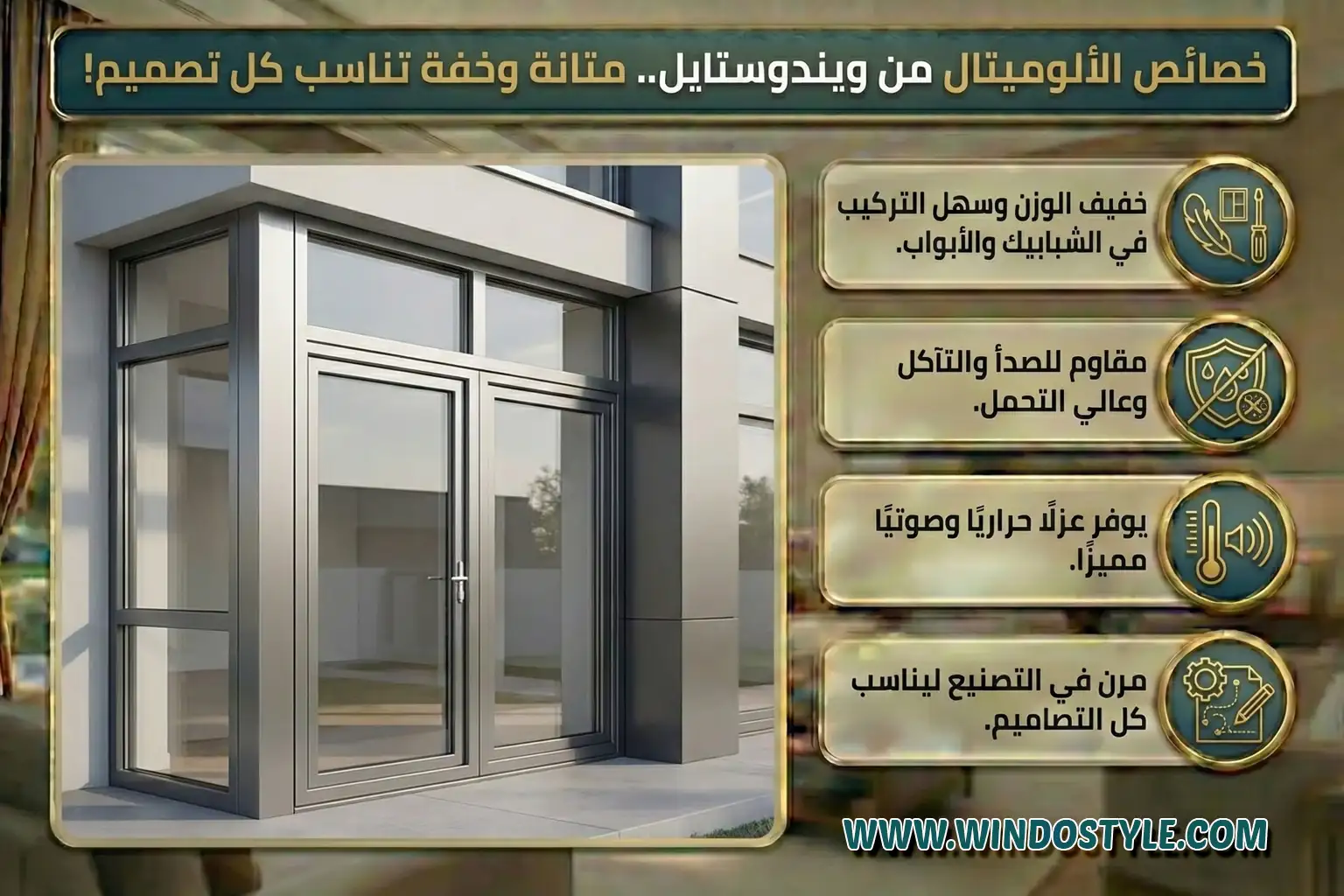 خفيف الوزن وسهل التركيب في الشبابيك والأبواب. مقاوم للصدأ والتآكل وعالي التحمل. يوفر عزلًا حراريًا وصوتيًا مميزًا. مرن في التصنيع ليناسب كل التصاميم.