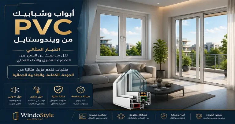 أبواب وشبابيك PVC من ويندوستايل تمثل الحل الأمثل الذي يجمع الجودة، التصميم الجذاب، واستدامة الأداء  باستخدام هذه المنتجات، يمكنك تحقيق متطلبات المنازل الحديثة بأسلوب عملي وأنيق 