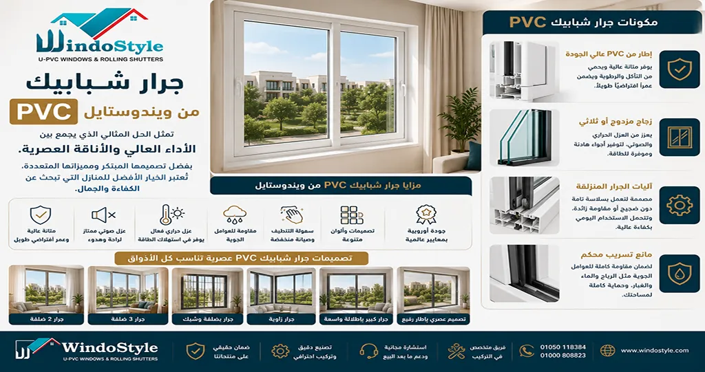 مزايا واستخدامات جرار شبابيك PVC من ويندوستايل 3 جرار شبابيك PVC من ويندوستايل