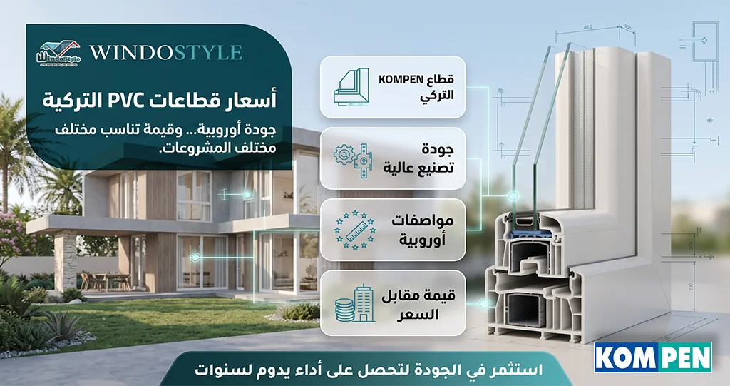 تُعد اسعار قطاعات PVC تركيا من أهم الاعتبارات عند اختيارك مواد تصنيع نوافذ وأبواب الـ uPVC، خاصة إذا كنت تبحث عن توازن بين الجودة والسعر  القطاعات التركية، ولا سيما قطاع كومبن من ويندوستايل، حازت على انتشار واسع في الأسواق العربية بفضل متانتها ومواصفاتها التقنية 