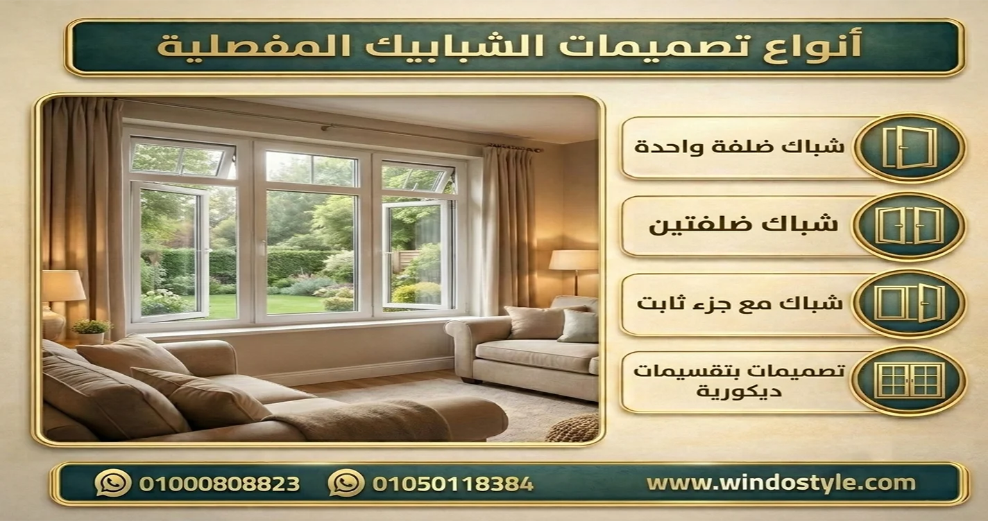 أنواع تصميمات الشبابيك المفصلية