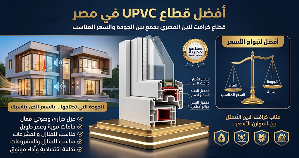 تعرف على افضل قطاع UPVC في مصر ولماذا يعتبر قطاع كرافت لاين المصري خيارًا ممتازًا من حيث العزل والمتانة والسعر في السوق المحلي 
