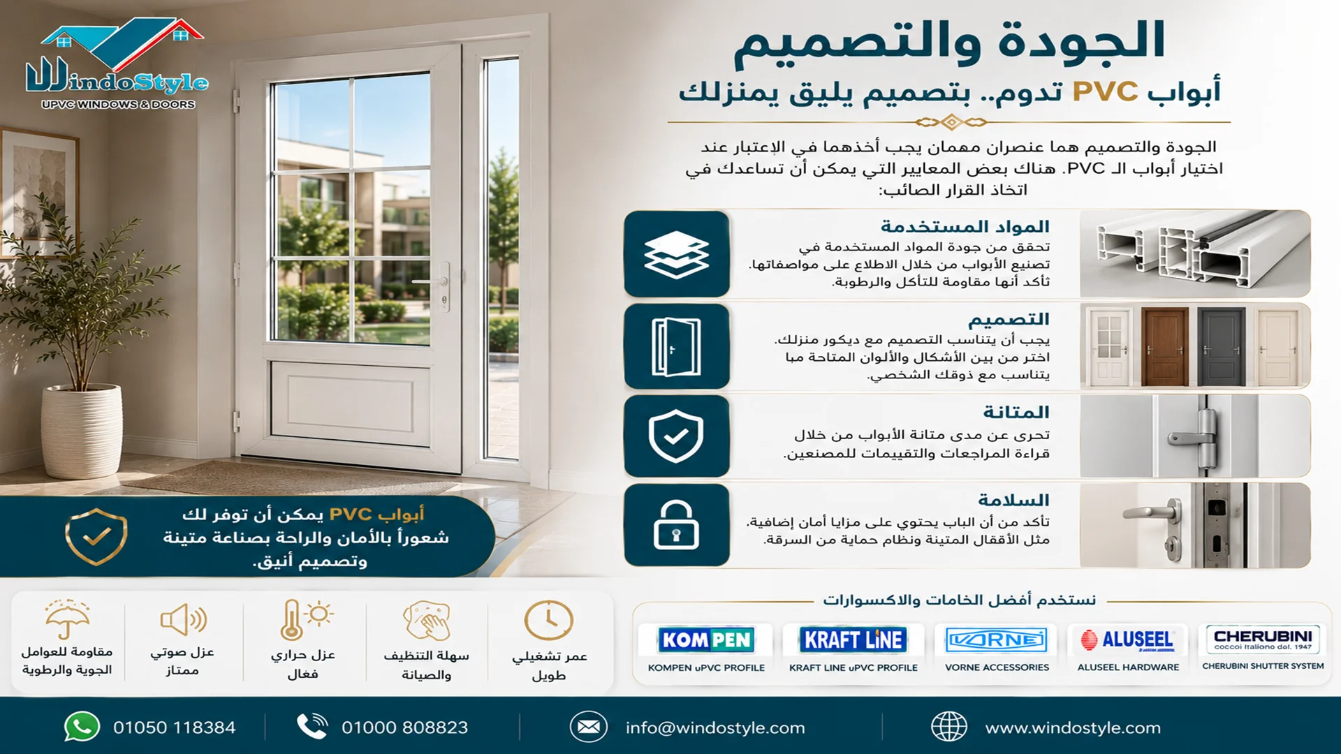 الجودة والتصميم هما عنصران مهمان يجب أخذهما في الاعتبار عند اختيار أبواب الـPVC