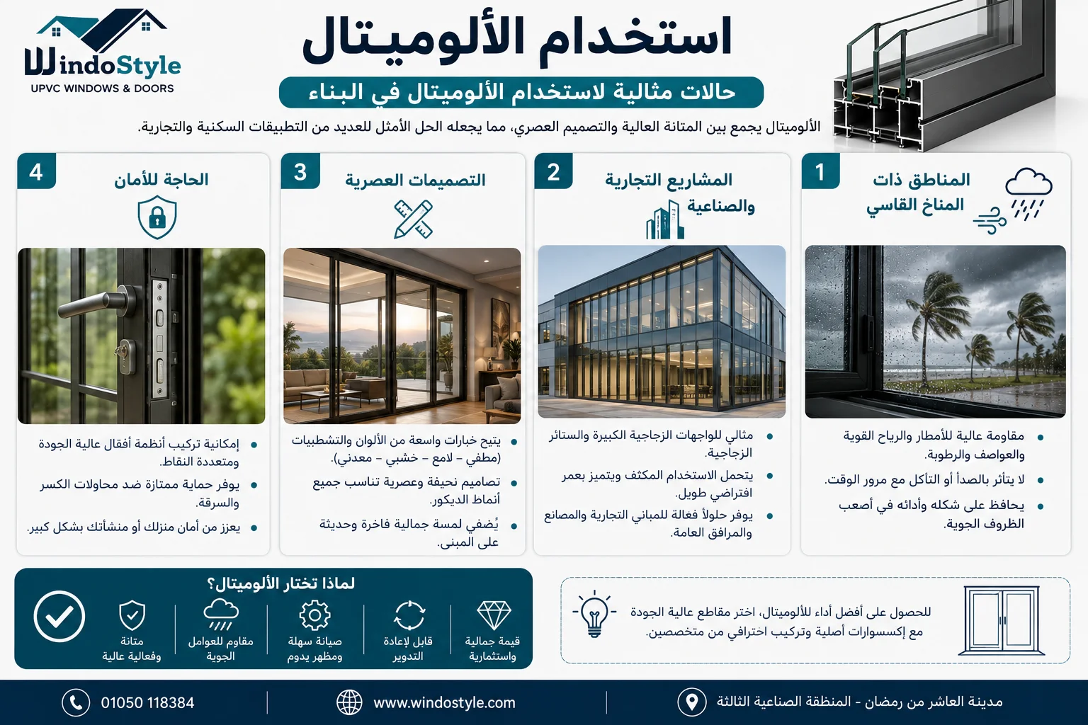 Aluminum or PVC: Which is better? Your guide to choosing the right one (7) Ideal cases for using aluminum in windows