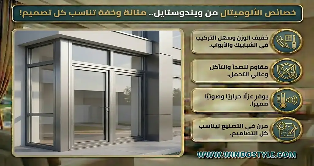 خصائص-الالوميتال-من-ويندوستايل الالوميتال ولا PVC أيهما الأفضل؟ مقارنة شاملة لاختيار الأنسب تواجه العديد من الأسر تحدي اختيار المواد المناسبة لتجهيز الشبابيك والأبواب، خصوصًا عند المفاضلة بين الألمنيوم (الألوميتال) وPVC كلا الخيارين له مزاياه وعيوبه، ويتعلق الاختيار بالاحتياجات الخاصة بكل منزل، سواء من حيث التصميم، التكلفة، أو الكفاءة الحرارية في هذه المقالة، سنساعدك على فهم الفروقات الرئيسية بين الألوميتال وPVC، مما يسهل عليك اتخاذ القرار الأنسب لمنزلك ابواب وشبابيك pvc استثمار ناجح سعر شبابيك pvc أداء موثوق pvc شبابيك أناقة عملية شباك pvc مريح شيش حصير أفضل جودة الالوميتال ولا PVC ما هو الألمنيوم “الالوميتال”؟ الالوميتال هو أحد المواد الرائجة في تصنيع الشبابيك والأبواب بفضل مزيج من الكفاءة والتصميم الجذاب يتميز بقدرته على الصمود أمام العوامل الجوية ويوفر العزل المثالي للصوت والماء لكن ما هي تفاصيله ولماذا أصبح محبوبًا؟ دعونا نتعمق أكثر خصائص الالوميتال: تفصيل الخصائص الفيزيائية والكيميائية للالوميتال عند الحديث عن الالوميتال، نجد أنه يجمع بين الخصائص الفيزيائية والكيميائية الفريدة، مما يجعله خيارًا مثاليًا لمختلف الاستخدامات من أبرز خصائصه: خفة الوزن: الالوميتال مصنوع من الألمنيوم وهو مادة خفيفة جدًا، مما يجعل الشبابيك والأبواب المكونة منه سهلة التركيب المتانة العالية: يتميز الالوميتال بمقاومته للتآكل والصدأ، مما يجعله قادرًا على التحمل لفترات طويلة حتى في البيئات القاسية عزل الحرارة والصوت: يُعد من أفضل المواد لعزل الحرارة والضوضاء عن الداخل، مما يسهم في توفير بيئة مريحة داخل المنزل يمكن توفير مزيد من المعلومات من خلال زيارة هذا الرابط المرونة في التصنيع: يتميز بإمكانية تشكيله بسهولة ليناسب تصاميم مختلفة، سواء كانت كلاسيكية أو عصرية