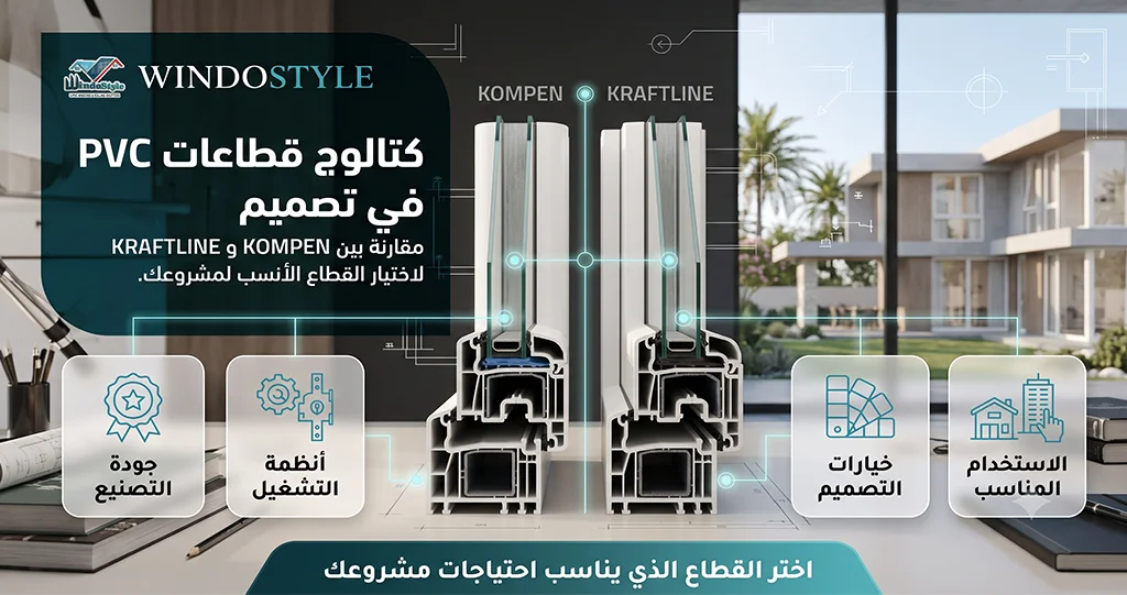 تعرّف على كيفية اختيار كتالوج قطاعات PVC المناسب، مع مقارنة تفصيلية بين قطاعات KOMPEN وKRAFTLINE من حيث الجودة، العزل، المتانة، والاستخدامات المختلفة 
