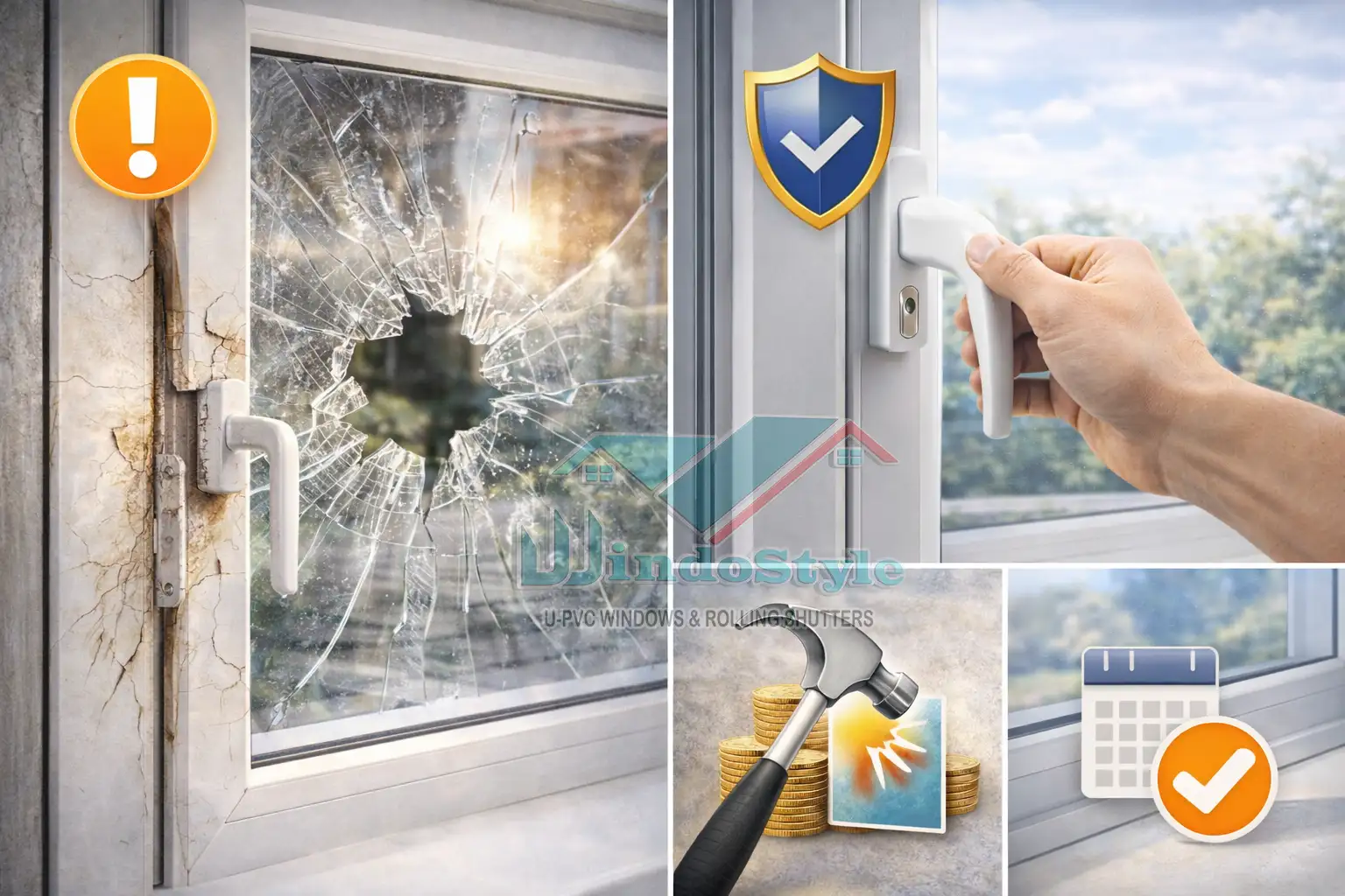 صعوبة الإصلاح في حالة الكسر الشديد في حالات نادرة، إذا تعرض الشباك لكسر قوي جدًا، قد يكون الاستبدال أفضل من الإصلاح. ومع ذلك، يتميز PVC عمومًا بـ: مقاومة عالية للصدمات العادية قلة الحاجة للصيانة ثبات الأداء بمرور الوقت مما يجعل هذا العيب محدود التأثير في الاستخدام اليومي.