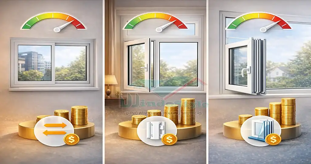 Prices-and-best-options-for-PVC-windows تحديد سعر شبابيك PVC يعتمد على عوامل متعددة، منها: المواد المستخدمة: الخامات ذات الجودة العالية تزيد من السعر، لكنها توفر متانة طويلة الأجل حجم ومساحة الشباك: كلما زادت مساحة الشباك زاد السعر، لذا الحجم ضروري لحساب التكلفة خيارات التخصيص: الألوان والتصاميم المخصصة قد تضيف قيمة إضافية على السعر النهائي نظام الزجاج: الشبابيك بزجاج مزدوج أو ثلاثي تزيد تكلفتها لكنها تعزز العزل الحراري والصوتي التركيب والصيانة: الخدمات المصاحبة مثل التركيب الاحترافي ترفع من التكلفة الإجمالية